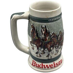Ceramarte Budweiser glass mug Clydesdales 50th anniversary 1933-1983 READ